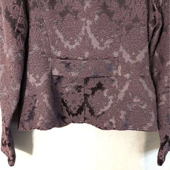 Apostrophe Women's Size 4 Brocade Satin Blazer Purple Whimsygoth Day to Evening - Picture 15 of 16